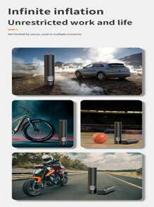 Bomba de aire portátil inteligente para inflar neumáticos de coche, compresor de presión de neumáticos de automóvil con pantalla digital, recargable por USB con luz LED para bicicleta, pelota, coche - Negro - Ver 4