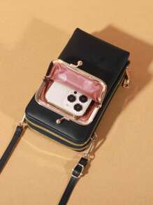 Elegante cartera de embrague real - moderna con cierre de beso , delgada y organizada. Bolso cruzado perfecto para llevar en movimiento, puede contener teléfonos móviles, efectivo, tarjetas grandes y cosméticos pequeños. Cartera de mujer