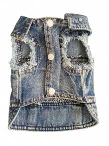 CHALECO ABRIGO HOODIE DENIM PARA MASCOTA PERRO Y GATO - Azul - Ver 3