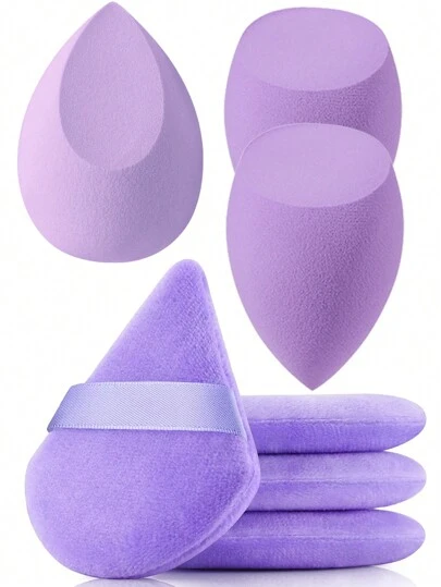 7pcs Makeup Sponge Set Includes 4pcs Triangle Powder Puff Sponges For Loose Powder Setting, Soft Face Blender Sponges For Powder, Foundation Mixing, + 3pcs Makeup Sponge Makeup Sponges For Liquid Cosmetics