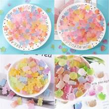 5/10/20/30/50/60/80/100pcs Colorful Mini Flat Gummy Bear, Star, Heart Shaped Resin Decoration Accessories For Jewelry Making, Crafts, Phone Decor, Scrapbooking, Nail Art