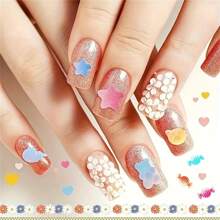 5/10/20/30/50/60/80/100pcs Colorful Mini Flat Gummy Bear, Star, Heart Shaped Resin Decoration Accessories For Jewelry Making, Crafts, Phone Decor, Scrapbooking, Nail Art