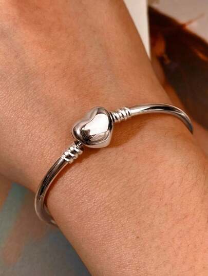 Pulsera de cuentas de corazón de plata esterlina 925 real y glamurosa de 16-22CM para mujeres, regalo para novia o finas joyas para mujeres