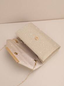 1 pièce Pochette carrée métallique dorée avec design d'enveloppe, articles essentiels pour le mariage, s'assortissant parfaitement avec la robe de remise des diplômes, les robes de soirée