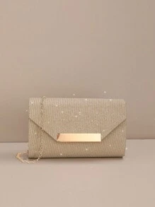 1 pièce Pochette carrée métallique dorée avec design d'enveloppe, articles essentiels pour le mariage, s'assortissant parfaitement avec la robe de remise des diplômes, les robes de soirée