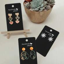 200 Pieces Earring Display Cards, Handmade With Love Earrings Holders Cards,2" X 3.5" Earring Holders For Selling, Black Earring Cards, Stud Earring Cards For Selling,Jewelry,Business(Black,Brown,White) - 200 Pieces - View 5