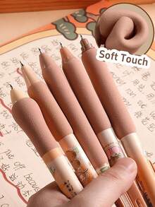 5pcs Capybara Gel Pens Set Cute Cartoon Design Soft Grip 0.5mm Ballpoint Black Color Ink For Writing School - one-size - View 3