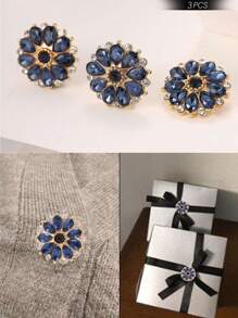 件/套 20 毫米圓形花朵水鑽玻璃紐扣，適用於 Diy 珠寶製作、服裝裝飾 - 彩色 - 查看 2