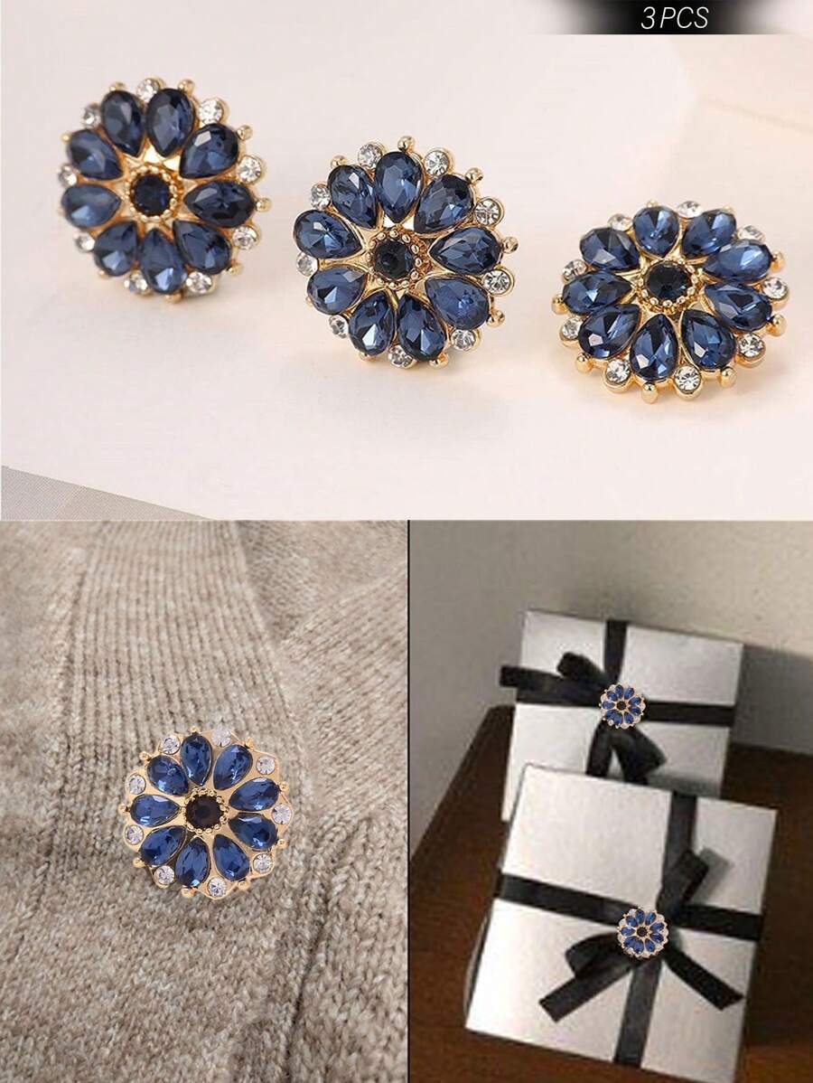 件/套 20 毫米圓形花朵水鑽玻璃紐扣，適用於 Diy 珠寶製作、服裝裝飾