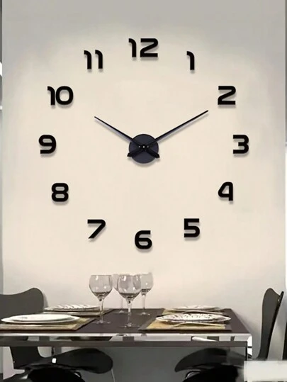 1 件，现代简约超大创意 DIY 挂钟，无框挂钟，静音时钟，餐厅艺术时钟，家庭客厅，房间办公室厨房装饰挂钟，家居装饰，房间装饰
