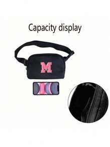 1pc Black Multifunctional Crossbody Chest Bag, Waist Bag, Nylon Waterproof Chest Bag, Men'S And Women'S Crossbody Bag, Outdoor Sports Running Waist Bag, With Adjustable Shoulder Straps, Small Waist Bag, Suitable For Exercise, Running, Hiking