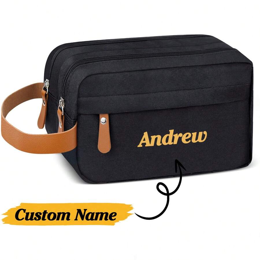 Personalized Travel Bag For Men, Toiletry Bag, Dopp Kits Personalized, Custom Gift For Men, Groomsmen Dopp Kit For Him, Valentine's Day Gift, Dopp Kit For Dad, Him, Boyfriend, Groomsmen Custom, Groomsmen Gifts Ideas,Multifunction,Versatile,Large Capacity,Lightweight,Functional,Practical,All-Purpose,Colorful,Cute,Adorable,Contracted,Funny,Kawaii,Y2K,Minimalist,Commuting,Business Casual,Basics,Custom,Personalized,Unique,Customized,Travel Bag,Cosmetic Bag/Makeup Bag,Ideal Gifts For Him,Ideal Gifts For Her,Her,Boyfriend,Girlfriend,Family,Friends,For Anniversaries,For Birthdays,For Holiday/ Vacation,For Outdoors/Outings/Travel/Hiking/Stadium/Sports/Climbing,For Business/Commute/Work/Office - Black - View 1