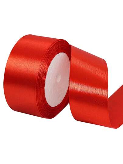 1 Stück 0,787 Zoll/1,57 Zoll rotes Satinband, 24 Yards Bastelstoffband für Geschenkverpackungen, Blumensträuße, Hochzeitsfeier-Dekoration (rot)