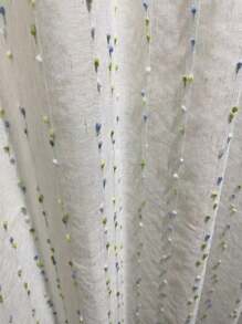 1 pieza de cortina de gasa tipo varilla con jacquard de puntos azules y verdes, para habitaciones infantiles, habitaciones de princesas, sala de estar, dormitorio, balcón, ventana de bahía, partición. No incluye varilla romana o riel.