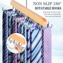 HMSEC 1/2 Pack Wooden Tie Rack Belt Bras Hanger, Belt Hanger With 20 Foldable Hooks For Closet, Upgraded Non Slip Tie Hanger Space Saving Belt Tie Organizer For Tank Tops Bras Cami Scarves Dress Shorts Jeans Storage - Wood Color - View 4
