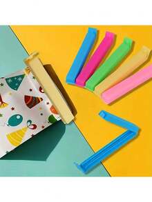 10 个塑料食品袋芯片夹，可重复使用的密封夹，防潮防尘保鲜厨房收纳盒和储物配件 - 无需电力，保持食物新鲜，多种颜色，塑料封口夹零食面包密封袋家用厨房旅行储物夹（颜色随机） - 彩色 - 查看 7