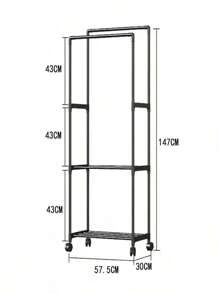 Clothes Rack, Double Bar Clothes Rack, Metal Clothes Organizer And Strong Clothes Rack With A Partition, Clothes Rack For Balcony, Bedroom And Laundry Room, 3 Tier - Black - View 10