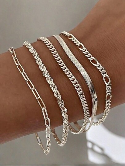 5pcs New Arrivals Fashionable Stainless Steel Water-Proof Bracelets