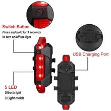 1pc Bicycle LED Waterproof Front Light & Warning Tail Light Set Cycling Equipment Mountain Bike Parts