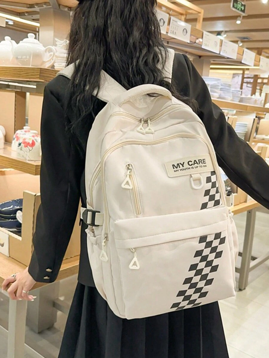 新款時尚可愛尼龍學生書包，戶外休閒旅行背包，電腦包，初高中學生背包，新鮮甜美 - 彩色 - 查看 1