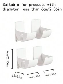 1/2 Pairs  No Drill Storage Rack For Cling Film, Garbage Bags, Cabinets, Refrigerators Side Wall Shelf - White - View 6