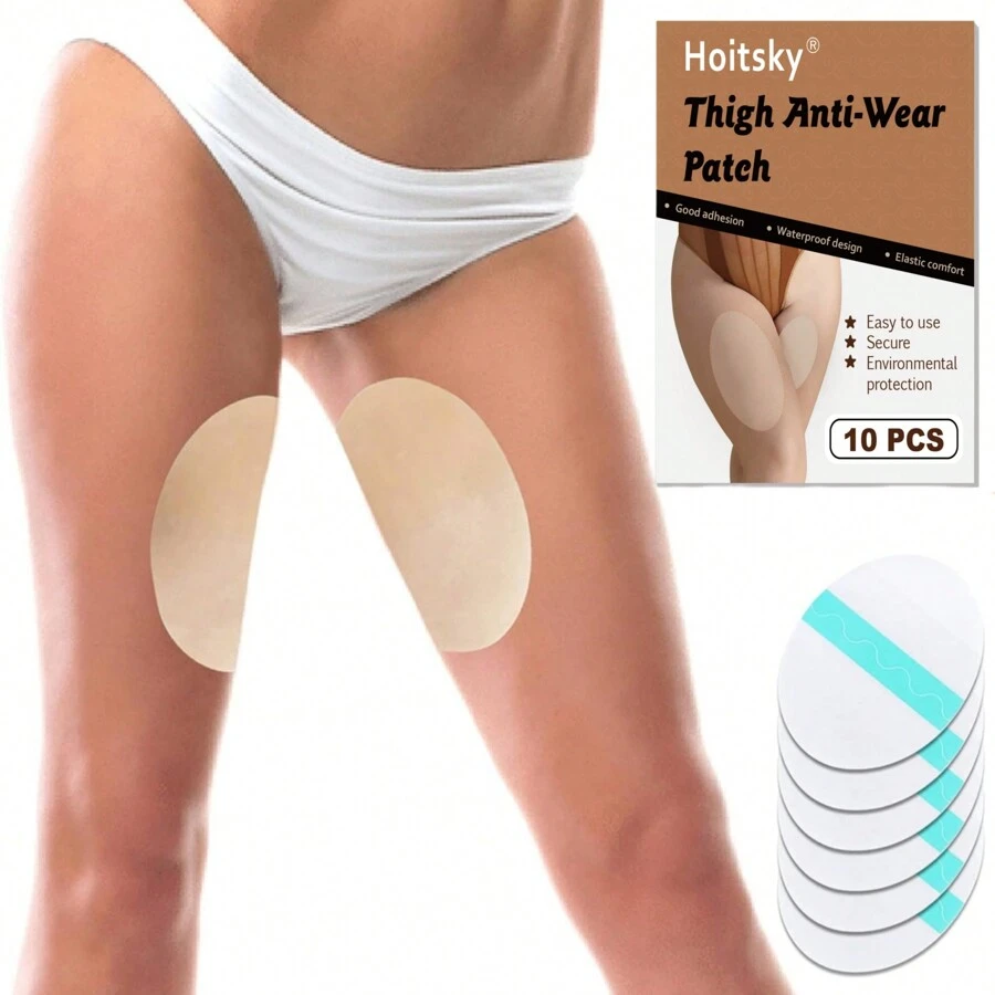 10Pcs Thigh Inner Anti-Chafing Sticker Paste Inner Thigh Anti-Wear Patch Self-Adhesive Wear-Resistant Thigh Patch Disposable Ultra-Thin Invisible Thigh Inner Anti-Chafing Paste For Thigh Inner - White - View 1
