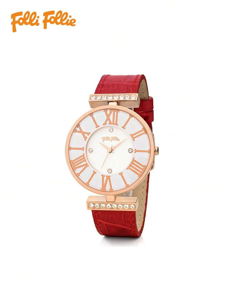 Folli Follie 经典时尚罗马王朝系列小圆盘女士石英腕表 - 紅色 - 查看 1