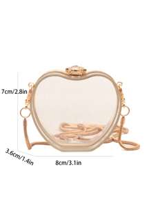 女士迷你手提包，新款潮流小众亚克力透明链条斜挎包，耳机包，心形小包，情人节礼物 - 無色 - 查看 12