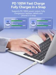 Rocoren PD 100W USB C轉USB Type C線材，用於快速充電，充電器液態矽膠電線，適用於15 Type-C USBC電纜，白色 - 白色 - 查看 2