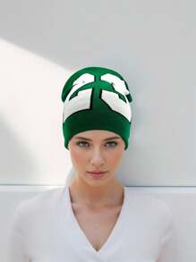 1pc The 23rd  Unisex Knitted Beanie Hat With Jacquard Pattern, Windproof Outdoor Fashionable Cap - A - View 2