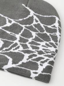 1pc Y2K Street Style Spider Web Knit Beanie Hat For Kids, Graphic Design, Suitable For Outdoor Activities In Autumn And Winter For Warmth