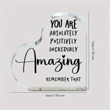 1 件心形亚克力励志英文桌面装饰，适用于办公室/学校自我护理装饰、治疗师和辅导员礼物、家庭/客厅桌面艺术