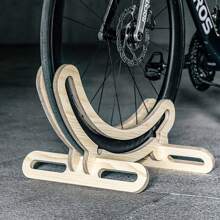 ROCKBROS Bike Stand Indoor Bike Stand Floor Bicycle Rack Wooden Display Stand Bike Storage Rack Wheel Display Stand Bike Stop Suitable For 700C Road Bike 23C-30C - Wood color - View 3