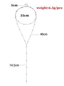 1只極簡風格圓珠女頸鏈，幾何形項鏈 - WY-528雙層項鍊 - 查看 4