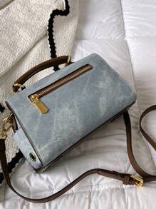 yating 1pc (8.7in*5.1in*4.3in) Vintage Color-Block Shoulder Handbag, Casual Crossbody Bag With Metal Hardware Decor, Fashion Color-Block Portable Shoulder Bag , Bags Ladies Elegant - Multicolor - View 7