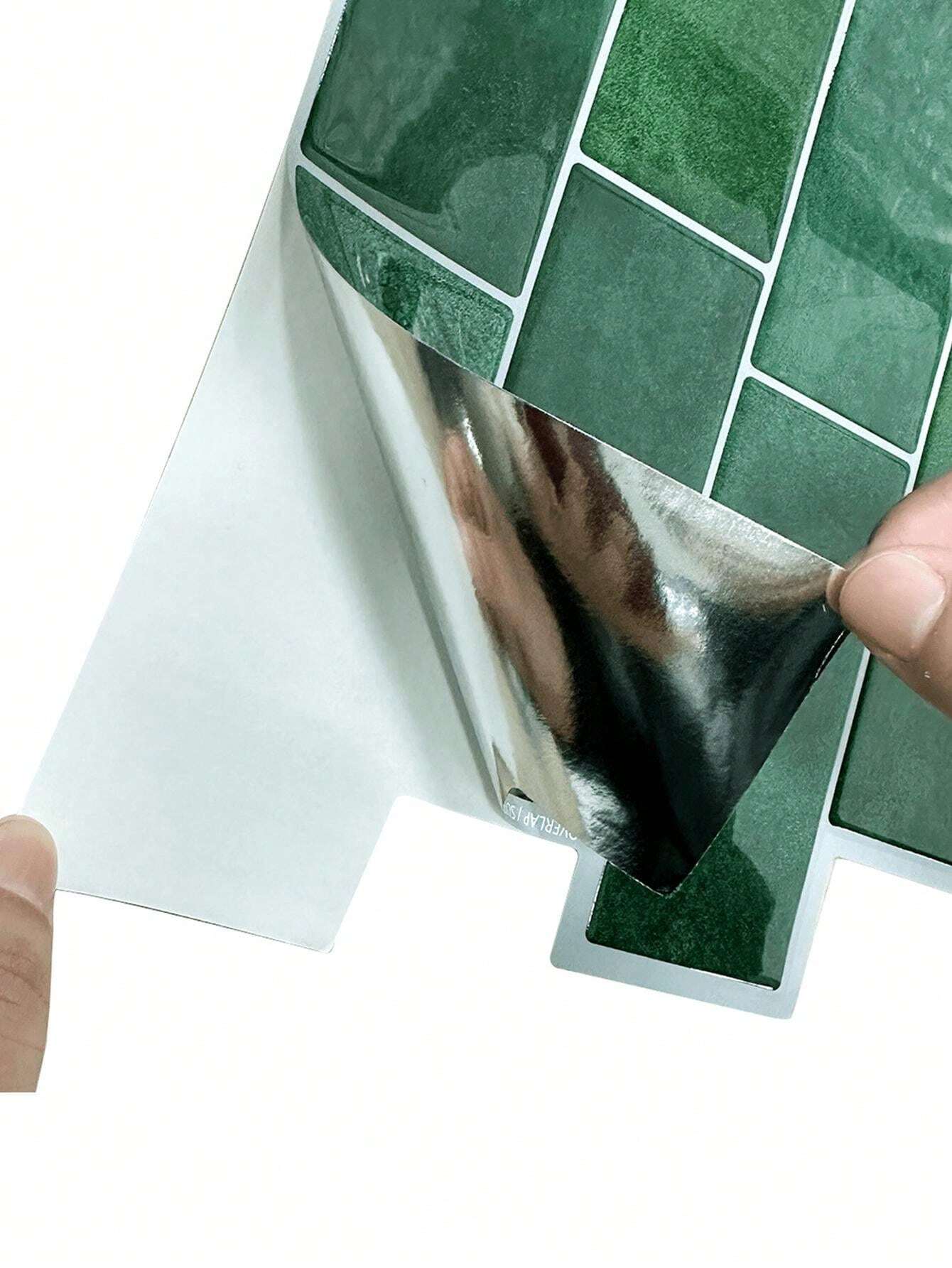 Papier Peint Mural Autocollant 3D – Motif Carreaux Vert M2548 (amovible, Eve)