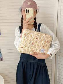 Bolsa interna de computadora con diseño de dibujos animados lindos, disponible en múltiples tamaños. Bolsas para laptop de salón de clases, bolsas de almacenamiento de maestros, bolsas organizadoras de salón de clases, útiles escolares de regreso a clases para escuela, tablet, funda y estuche para laptop - Amarillo - Ver 3