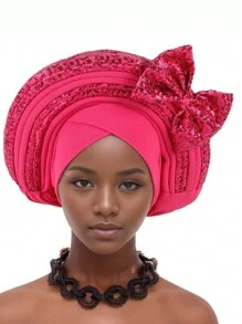 Sequins Turban Cap For Women Ready To Wear African Auto Gele Headtie Nigeria Wedding Geles Female Head Wrap Hijab Headpiece Head Accessories - Multicolor - View 12