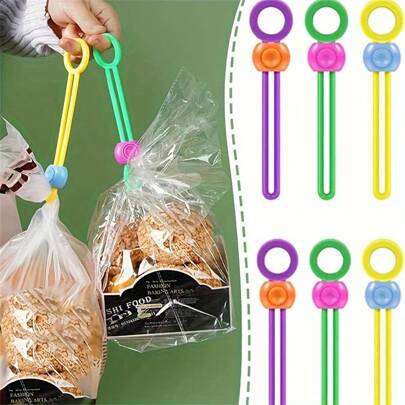 6pcs Food Bag Sealing Clips, Silicone Food Bag Sealing Tapes, Reusable And Adjustable Clip Sealer, For Various Plastic Bags, Wire And Rice Bags, Home Organizers And Storage, Home Accessories