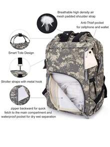 Mommy Bag Large Capacity Waterproof Multi-Functional Diaper Bag Backpack 3-Piece Set With Wet And Dry Separation Baby Diaper Bag For Travel - Navy Blue - View 6