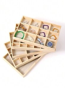 天然木质珠宝手表展示托盘，戒指、耳环、手链、项链收纳盒，阳光旅行清凉返校