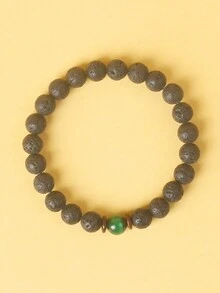1入組男款熔岩手鍊，天然石彈性手鍊，8mm熔岩火山石珠手鍊，男士熔岩手鍊，熔岩珠手鍊，女士和男士的珠寶禮物，新手鍊，天然熔岩石搭配獨特的天然石頭製造出獨特的能量手鍊，木質飾品，吸引勇氣和活力的時尚男士珠寶，適合日常佩戴，為朋友帶來珍貴的珠寶禮物 - 黑色 - 查看 26