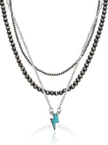 Layered Faux Pearl Necklace, Artificial Pearl Beaded Necklace Set, Cowgirl Western Necklace Jewelry Set (Resin Necklace) - Style 1 - View 1