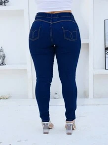 Women Jeans - 藏蓝色 - 查看 2