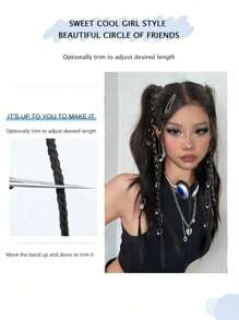 1pc Clip In Long Synthetic Braided Boxing Ponytail