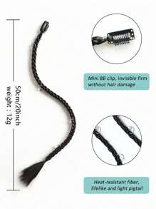 1pc Clip In Long Synthetic Braided Boxing Ponytail
