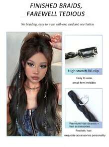 1pc Clip In Long Synthetic Braided Boxing Ponytail