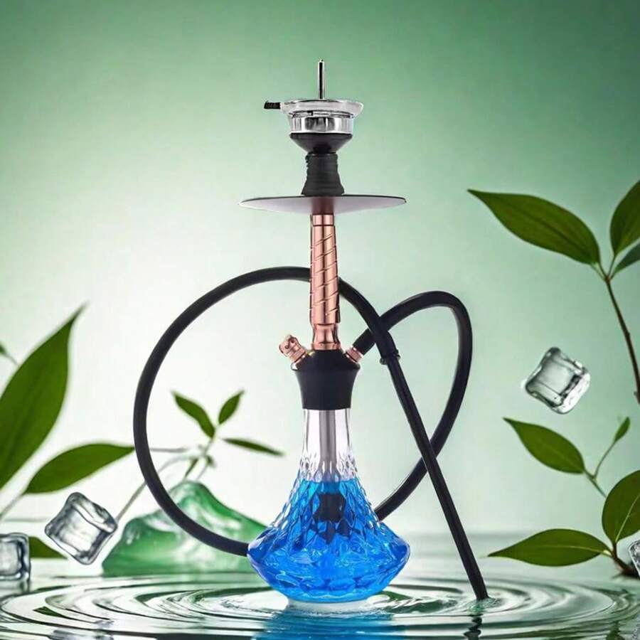 Conjunto de narguilé de 17,5" com 1 mangueira, kit de narguilé de vidro com acessórios para shisha