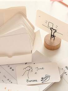 100pcs Diy Hand-Drawn Cards For Leaving Messages With Blank English Word Cards And Kraft Paper Postcards, Randomly Packed In A Box - Camel - View 4