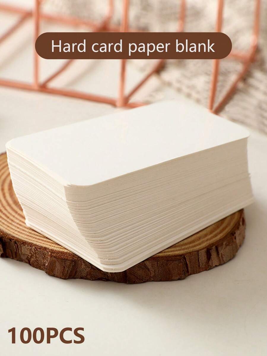100pcs Diy Hand-Drawn Cards For Leaving Messages With Blank English Word Cards And Kraft Paper Postcards, Randomly Packed In A Box - Camel - View 1